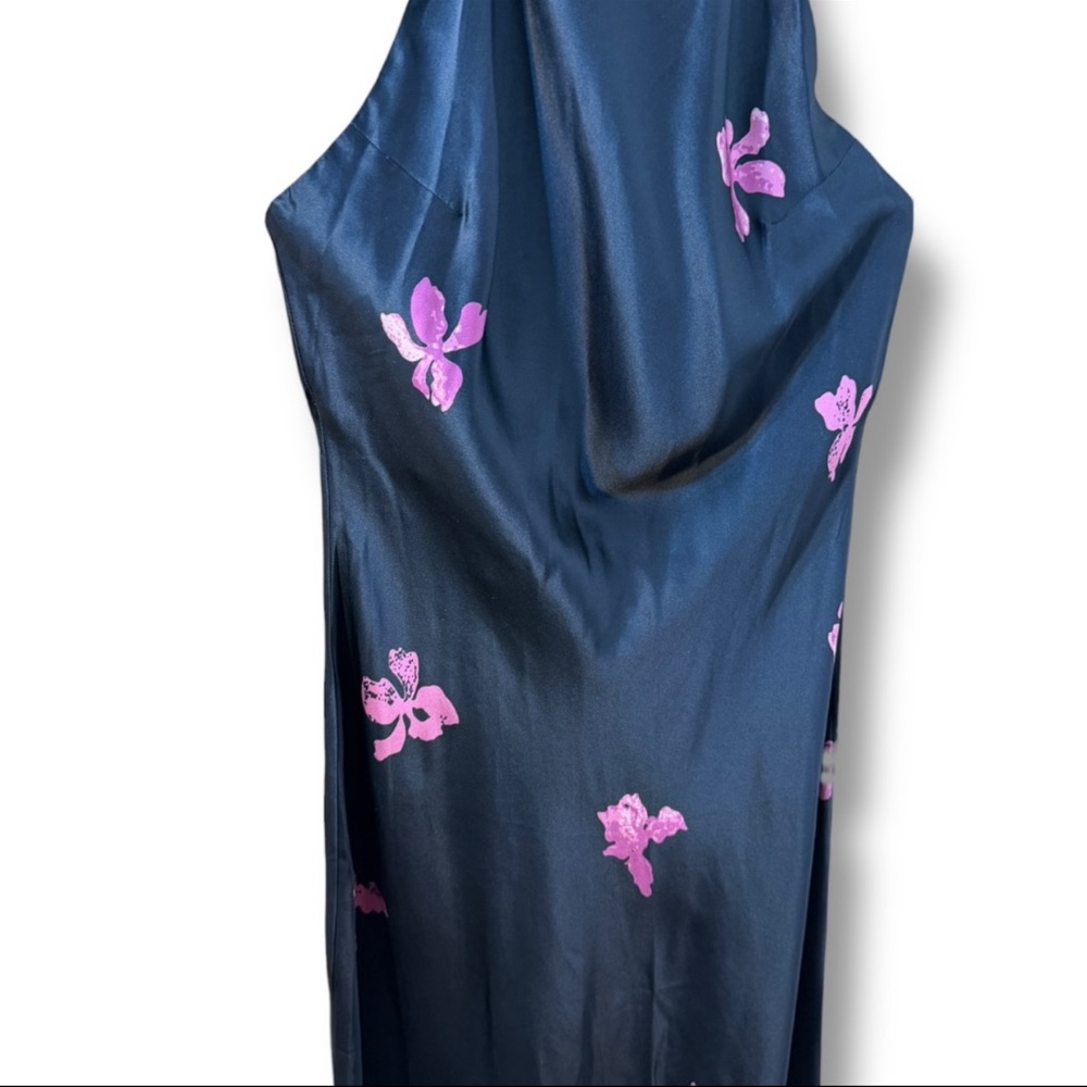NWT Reformation Jeany Silk Halter Maxi Dress Gown in Night Iris Floral - Picture 5 of 9